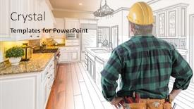  Presentation with custom - Presentation design enhanced with hatdrawing - male contractor with hard hat background and a lemonade colored foreground