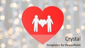  Presentation with gay pride - PPT theme enhanced with male couple white paper pictogram background and a light gray colored foreground