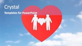  Presentation with gay pride - PPT layouts with male couple white paper pictogram background and a teal colored foreground