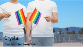  Presentation with gay pride - Slide deck having male couple with rainbow flag background and a seafoam green colored foreground
