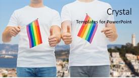  Presentation with gay pride - Presentation design having male couple with rainbow flag background and a light blue colored foreground