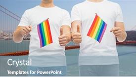  Presentation with gay pride - Presentation theme enhanced with male couple with rainbow flag background and a light blue colored foreground