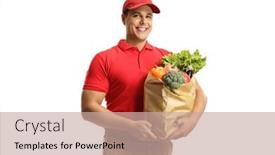  Presentation with courier bag - Colorful presentation enhanced with male-courier-with-a-delivery backdrop and a coral colored foreground