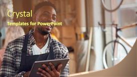  Presentation with craftsman - Beautiful slide deck featuring male-craftsman-in-carpentry-workshop backdrop and a tawny brown colored foreground