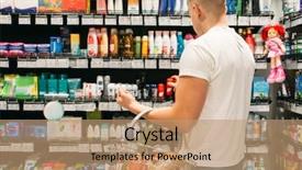  Presentation with hygiene of the oral cavity - Theme having male customer choosing personal hygiene background and a coral colored foreground