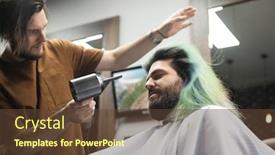  Presentation with barber - Theme featuring male-customer-sitting-in-barber background and a tawny brown colored foreground