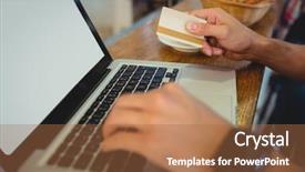  Presentation with money online shopping - Presentation theme featuring male customer spending money background and a red colored foreground