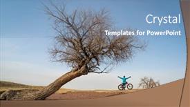  Presentation with mountain bike - Slide set with male-cyclist-is-riding background and a teal colored foreground