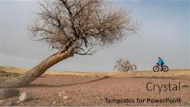  Presentation with mountain bike - Theme with male-cyclist-is-riding background and a coral colored foreground