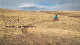  Presentation with cyclist - Presentation theme enhanced with male-cyclist-is-riding background and a coral colored foreground