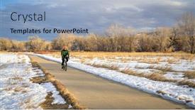  Presentation with cyclist - PPT layouts consisting of male-cyclist-on-a-bike background and a light blue colored foreground