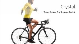  Presentation with cyclist - Audience pleasing presentation consisting of male-cyclist-riding-a-road backdrop and a white colored foreground