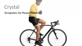  Presentation with cyclist - Beautiful PPT theme featuring male-cyclist-with-a-helmet backdrop and a white colored foreground