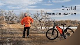  Presentation with cyclist - PPT layouts having male-cyclist-with-a-mountain background and a light blue colored foreground