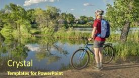 Presentation with mountain bike - Amazing PPT theme having male-cyclist-with-a-mountain backdrop and a tawny brown colored foreground