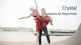  Presentation with dancing - Beautiful slides featuring male dancer - passionate couple dancing outdoors backdrop and a sky blue colored foreground