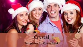  Presentation with santa - PPT layouts having male dancer - young friends dressed as santa background and a red colored foreground