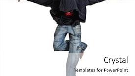  Presentation with break dance - PPT theme with male dancer - young man break dancing isolated background and a white colored foreground