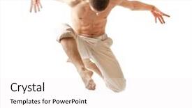  Presentation with young athletes box jumping - PPT theme having male dancer - young man jumping high background and a white colored foreground