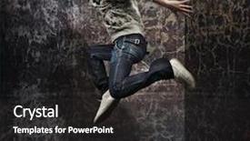  Presentation with wall - Colorful presentation enhanced with male dancer posing over grunge backdrop and a dark gray colored foreground