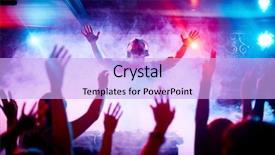  Presentation with crowd - Cool new PPT theme with male deejay in headphones backdrop and a lavender colored foreground