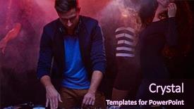  Presentation with group of girls - Beautiful PPT theme featuring male deejay on background backdrop and a  colored foreground