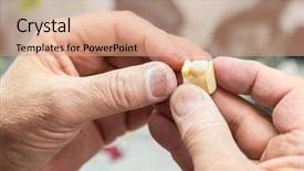  Presentation with dental implants - Beautiful slides featuring male dental technician working backdrop and a coral colored foreground