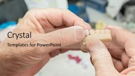  Presentation with dental implants - Cool new PPT theme with male dental technician working backdrop and a coral colored foreground