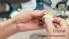  Presentation with dental implants - Amazing theme having male dental technician working backdrop and a coral colored foreground