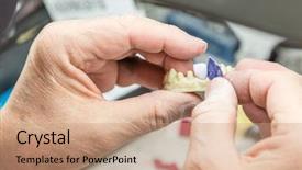  Presentation with dental implants - PPT layouts consisting of male dental technician working background and a coral colored foreground