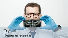  Presentation with mouth - Theme with male-dentist-cover-his-mouth background and a light blue colored foreground