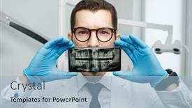  Presentation with smartphone - Presentation theme featuring male-dentist-cover-his-mouth background and a light blue colored foreground