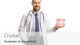  Presentation with jaw - Beautiful PPT layouts featuring male-dentist-doctor-holding backdrop and a white colored foreground