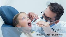  Presentation with black women and teen girls - Beautiful PPT theme featuring male dentist examining girls teeth backdrop and a light blue colored foreground