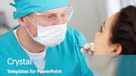  Presentation with dentist - Presentation enhanced with male dentist in protective uniform background and a  colored foreground