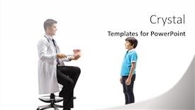  Presentation with jaw - Colorful slide set enhanced with male-dentist-showing-theeth-brushing backdrop and a white colored foreground