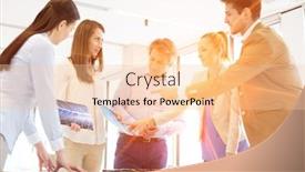  Presentation with design team - PPT theme featuring male-design-professional-with-team background and a lemonade colored foreground