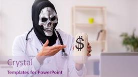  Presentation with devil - Colorful presentation enhanced with male-devil-doctor-in-expensive backdrop and a lemonade colored foreground