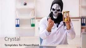  Presentation with time management - Presentation design enhanced with male-devil-doctor-in-time background and a lemonade colored foreground