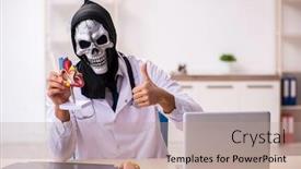  Presentation with devil - PPT theme consisting of male-devil-doctor-working background and a coral colored foreground