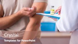  Presentation with female doctor - Colorful presentation theme enhanced with male-diabetic-patient-visiting-young backdrop and a coral colored foreground