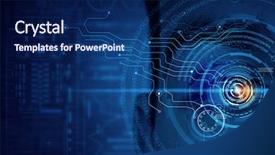  Presentation with eye - Amazing slide set having male digital eye backdrop and a navy blue colored foreground