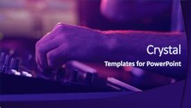  Presentation with music industry - Colorful theme enhanced with male dj mixing music backdrop and a violet colored foreground