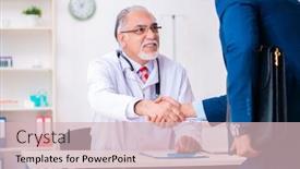  Presentation with medical - Colorful slide set enhanced with male-doctor-and-businessman-discussing backdrop and a soft green colored foreground