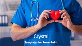  Presentation with cardiologist - Audience pleasing PPT layouts consisting of male doctor cardiologist holding heart backdrop and a ocean colored foreground