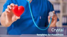  Presentation with congenital heart disease pediatric cardiology - PPT layouts with male doctor cardiologist holding heart background and a ocean colored foreground