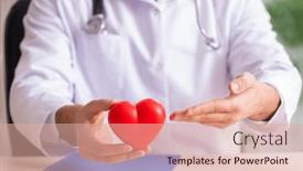  Presentation with cardiologist - Slides with male-doctor-cardiologist-holding-heart background and a coral colored foreground