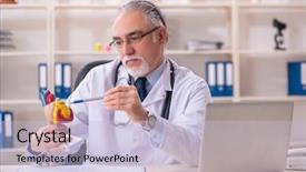  Presentation with congenital heart disease pediatric cardiology - Audience pleasing slide deck consisting of male doctor cardiologist with heart backdrop and a light blue colored foreground