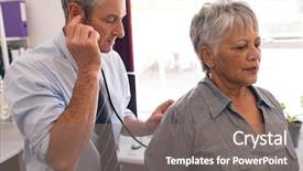  Presentation with patient centered home - Amazing presentation having male doctor checking female senior backdrop and a  colored foreground