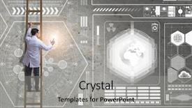  Presentation with medical concept - Colorful presentation theme enhanced with male doctor climbing ladder backdrop and a light gray colored foreground